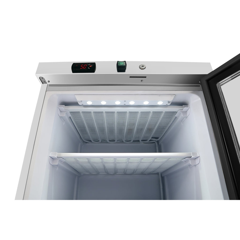 24 in. Commercial Countertop Display Freezer in White with Stainless Steel and Glass Door, 4.6 Cu. ft.