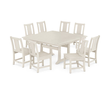 Prairie Side Chair 9-Piece Square Dining Set with Trestle Legs