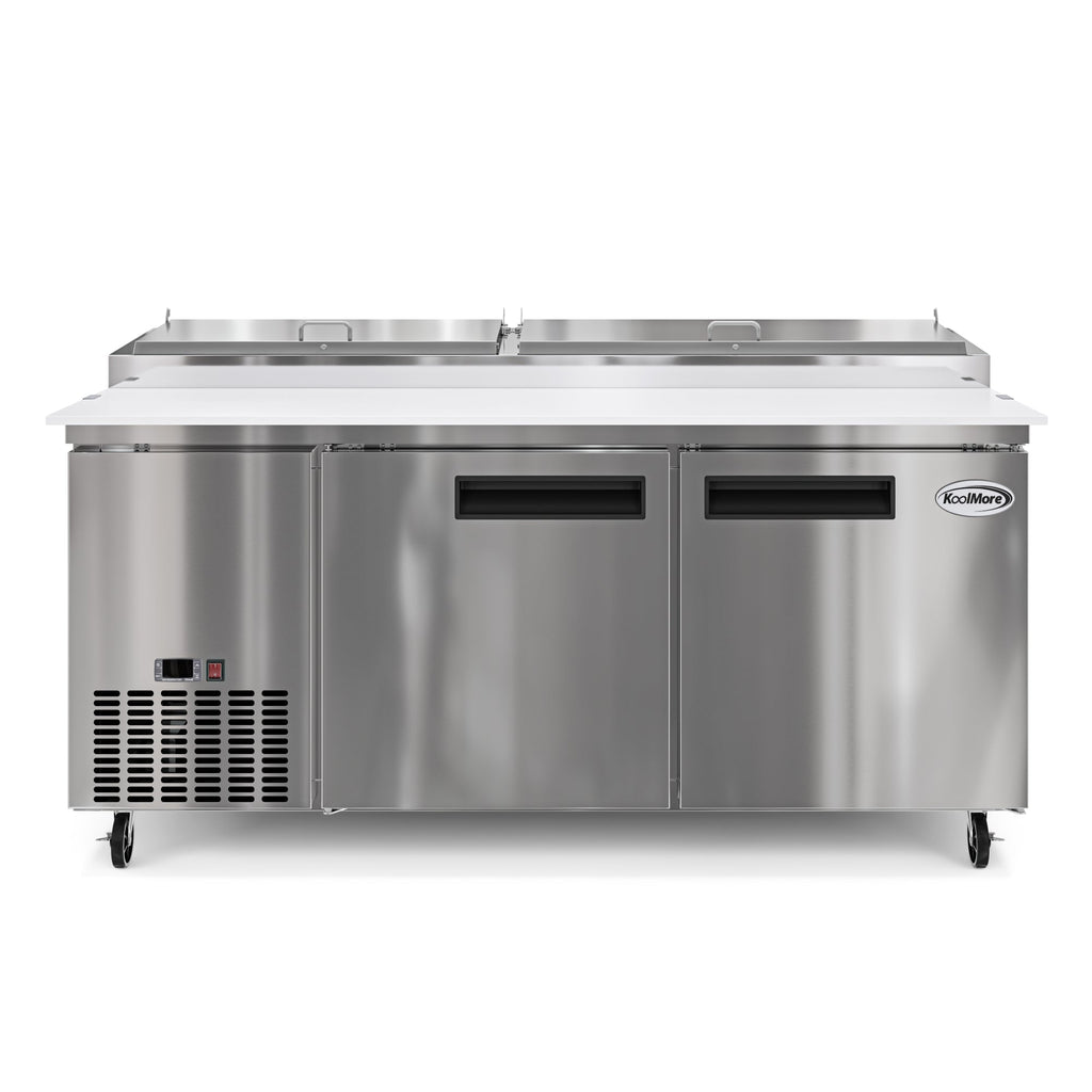71 in. Two Door Commercial Pizza Prep Refrigerator in Stainless-Steel