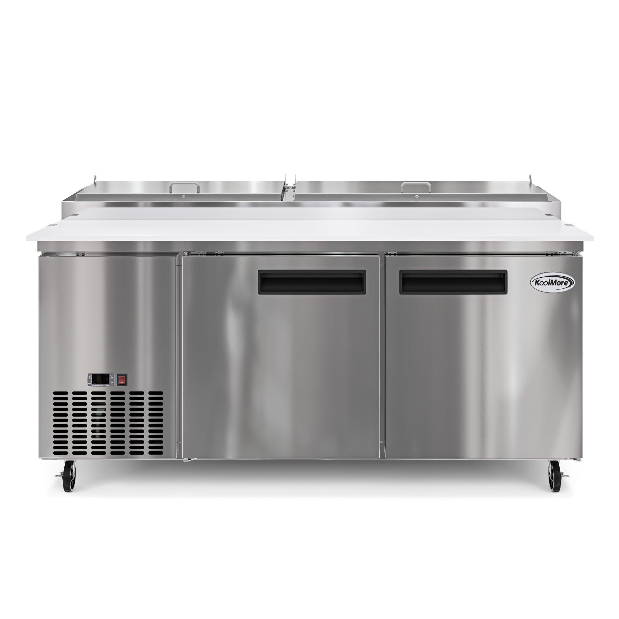 71 in. Two Door Commercial Pizza Prep Refrigerator in Stainless-Steel