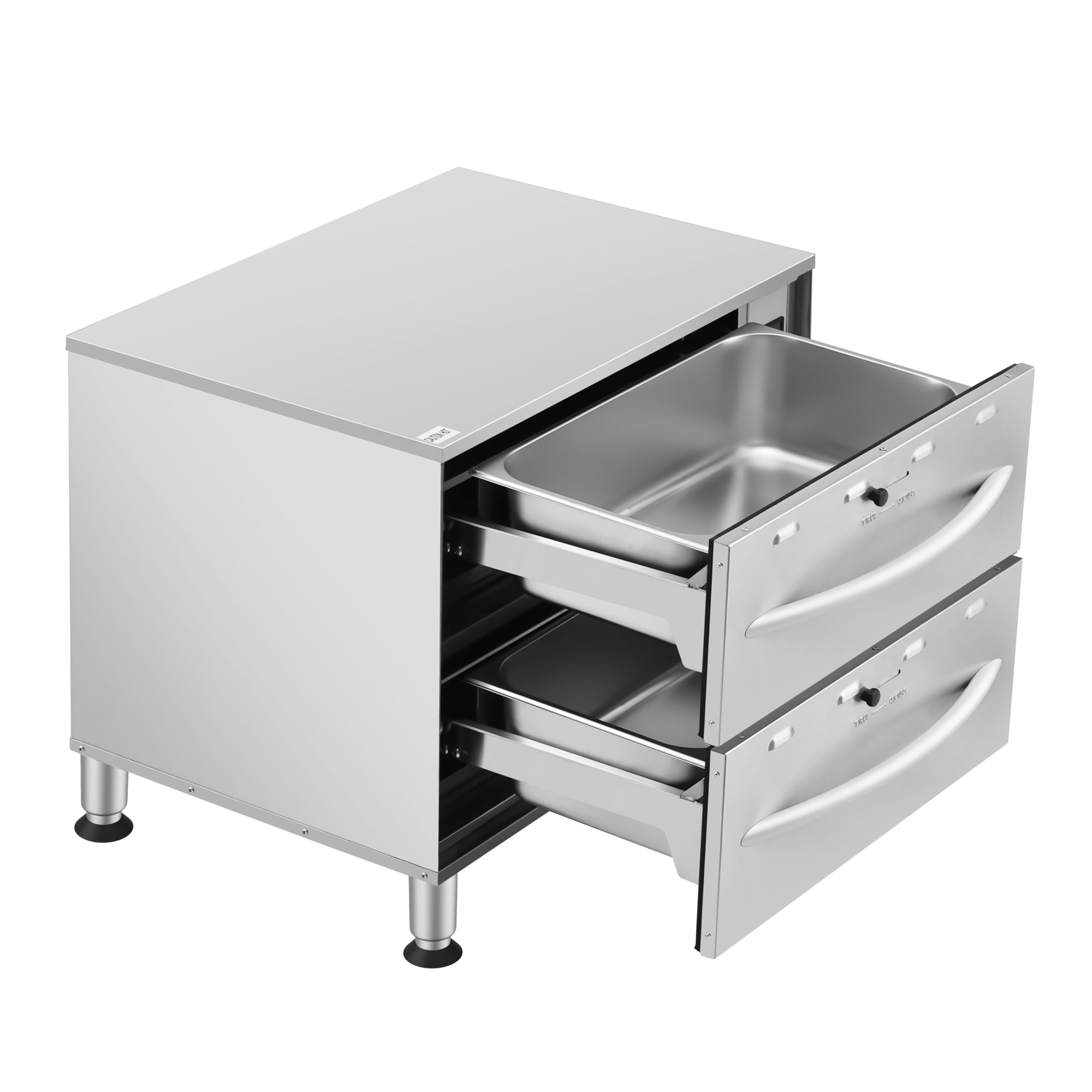 Two-Drawer Commercial Free Standing Warming Drawers in Stainless-Steel