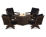 Vineyard 5-Piece Deep Seating Swivel Conversation Set with Fire Pit Table