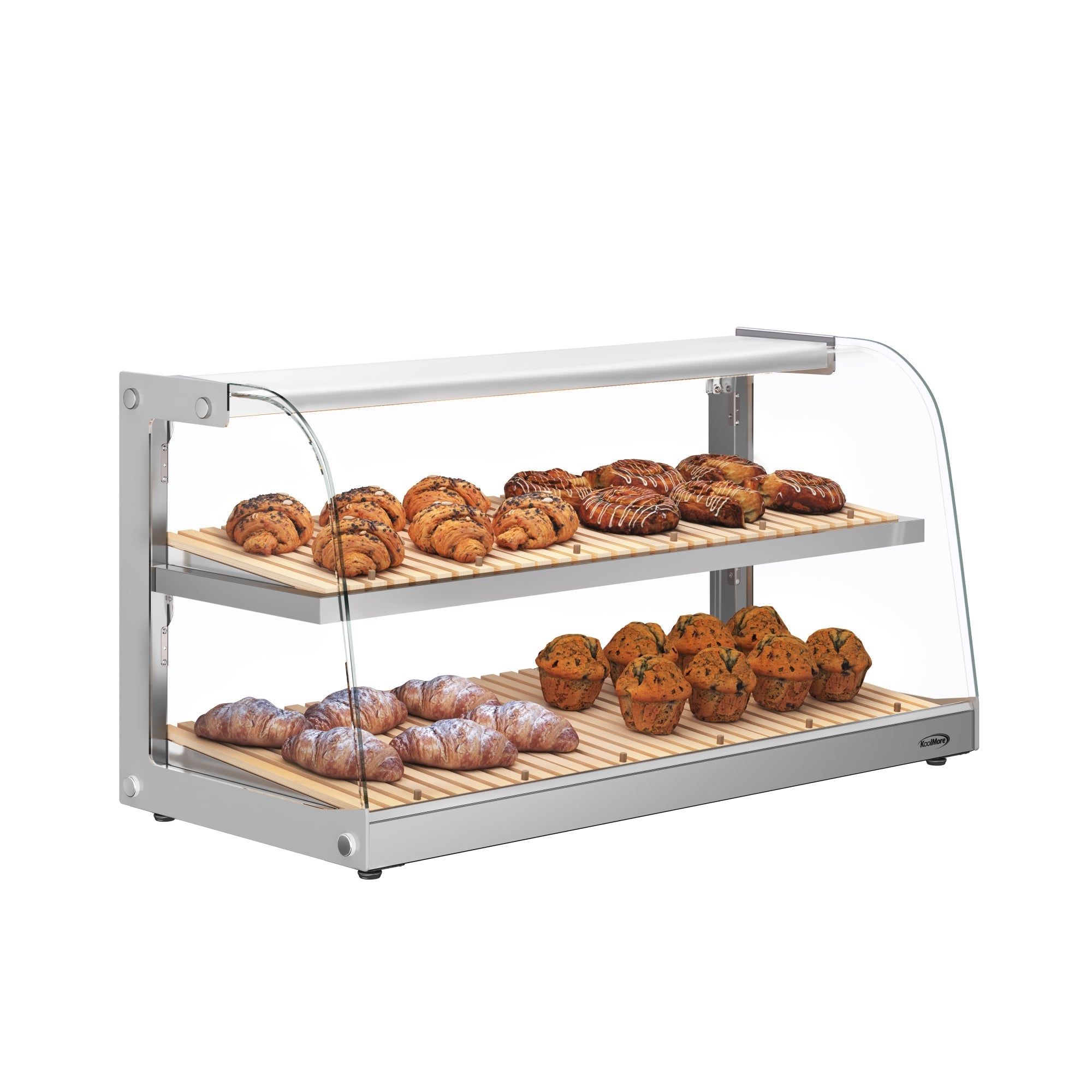 40 in. Glass Countertop Dry Bakery Display Case with Two Shelves and Bamboo Trays