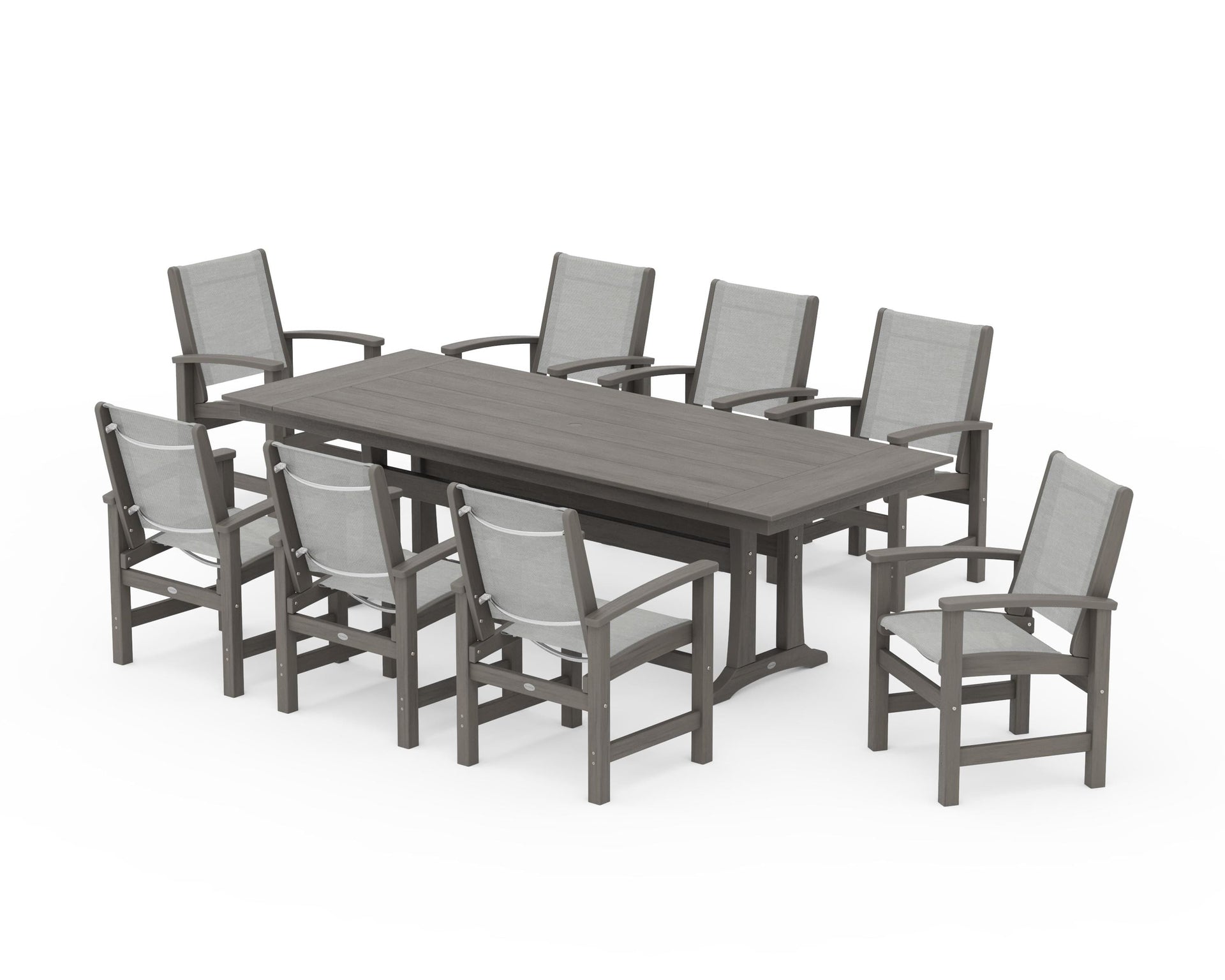 Coastal 9-Piece Farmhouse Dining Set with Trestle Legs