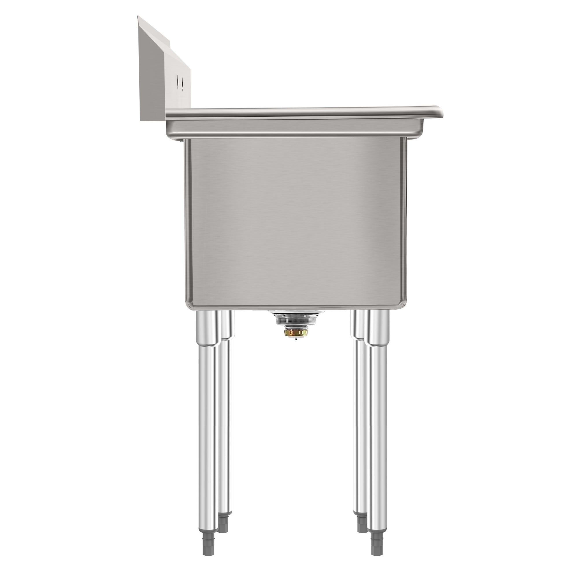 57 in. 16-Gauge 2-Compartment Commercial Sink with 18 in. Right drainboard, Bowl Dimensions 18"x18"x14" in Stainless-Steel