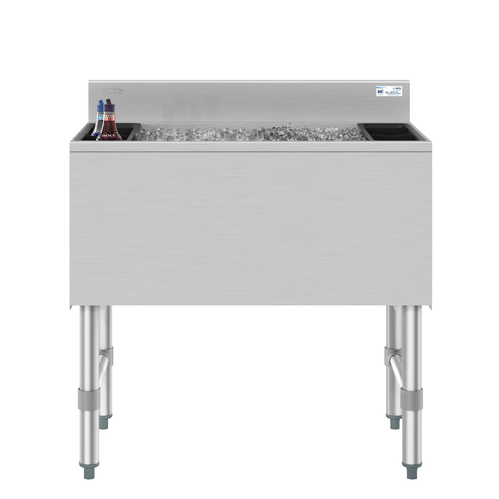 30 in. Commercial Underbar Ice Bin with Siding Lid in Stainless Steel