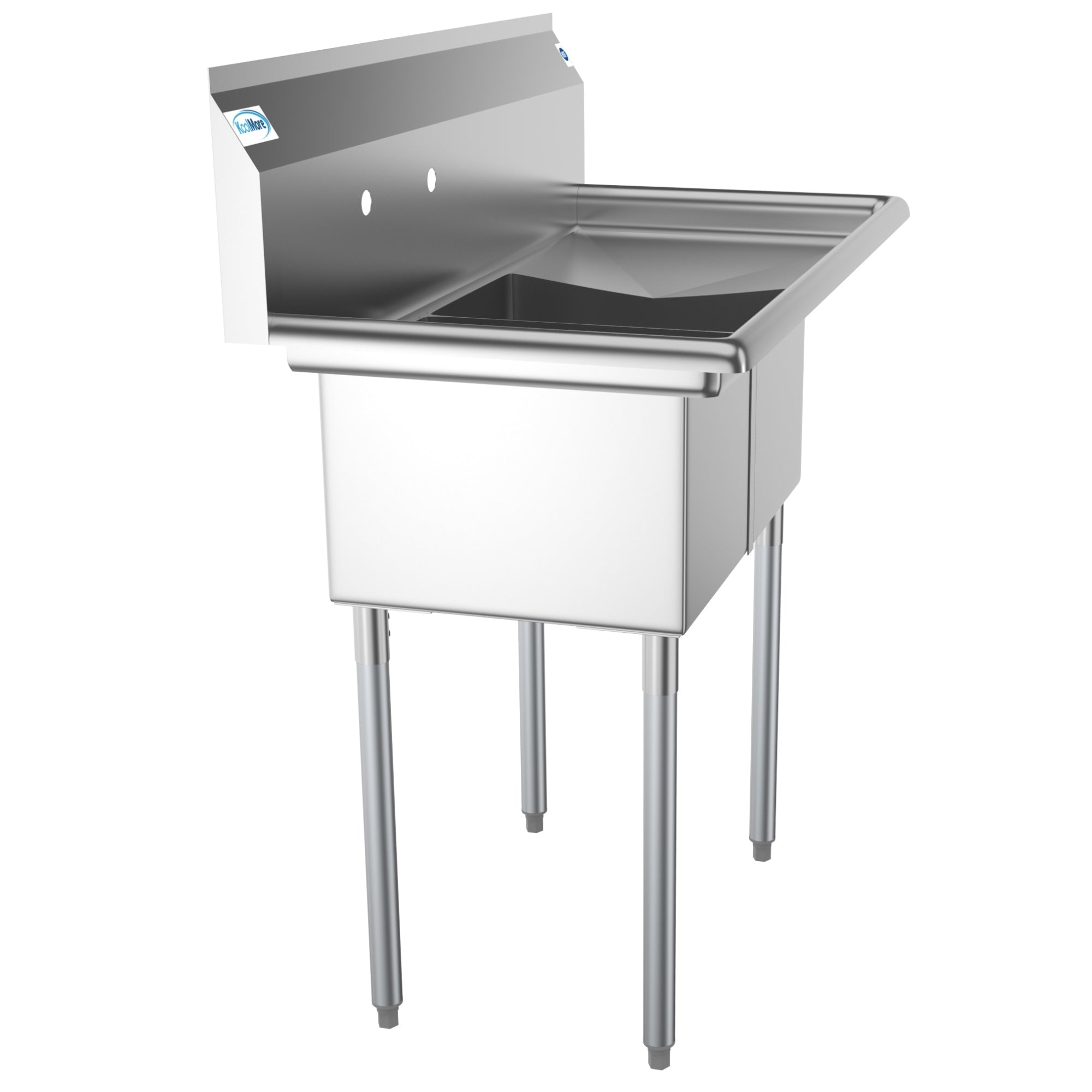 43 in. Two Compartment Stainless Steel Commercial Sink with Drainboard, Bowl Size 12"x 16"x 10"