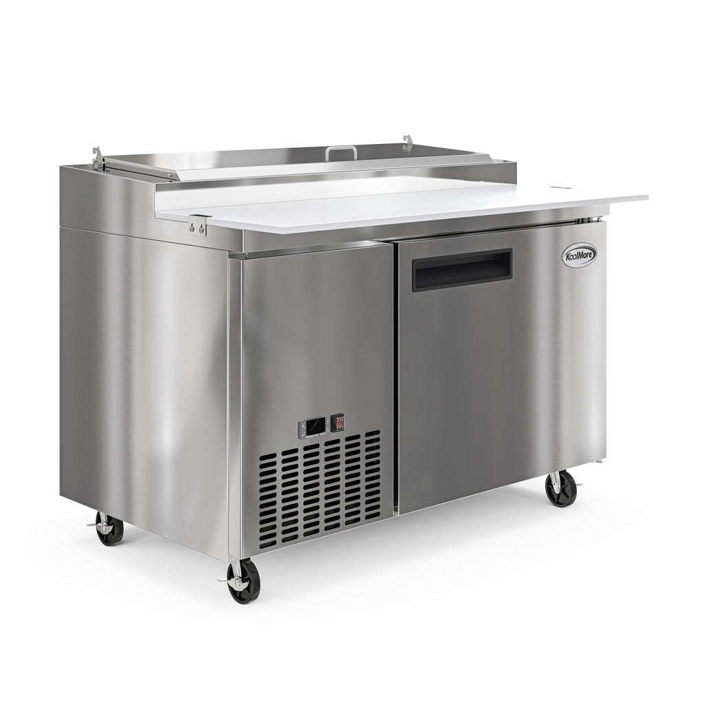50 in. One Door Commercial Pizza Prep Refrigerator in Stainless-Steel