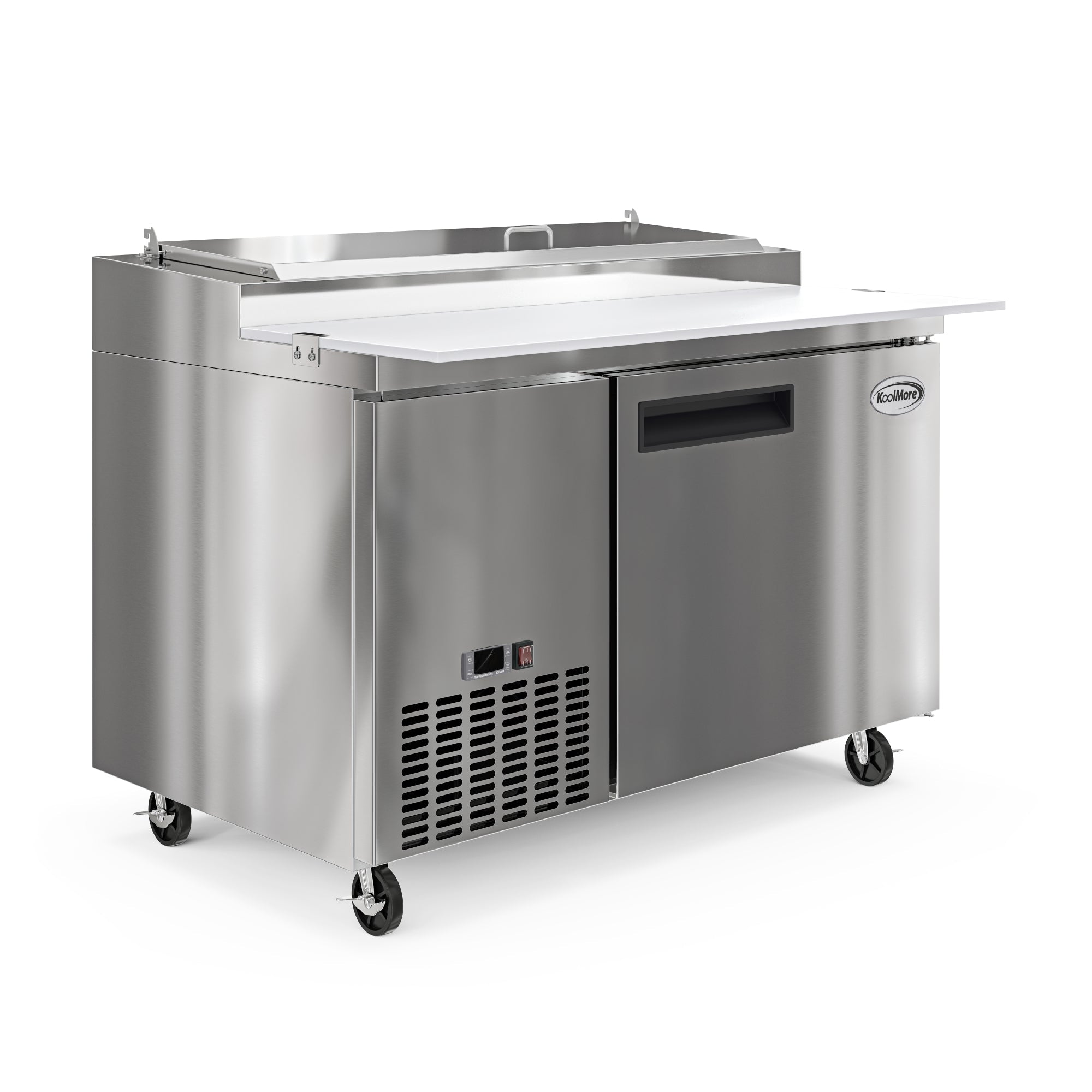50 in. One Door Commercial Pizza Prep Refrigerator in Stainless-Steel