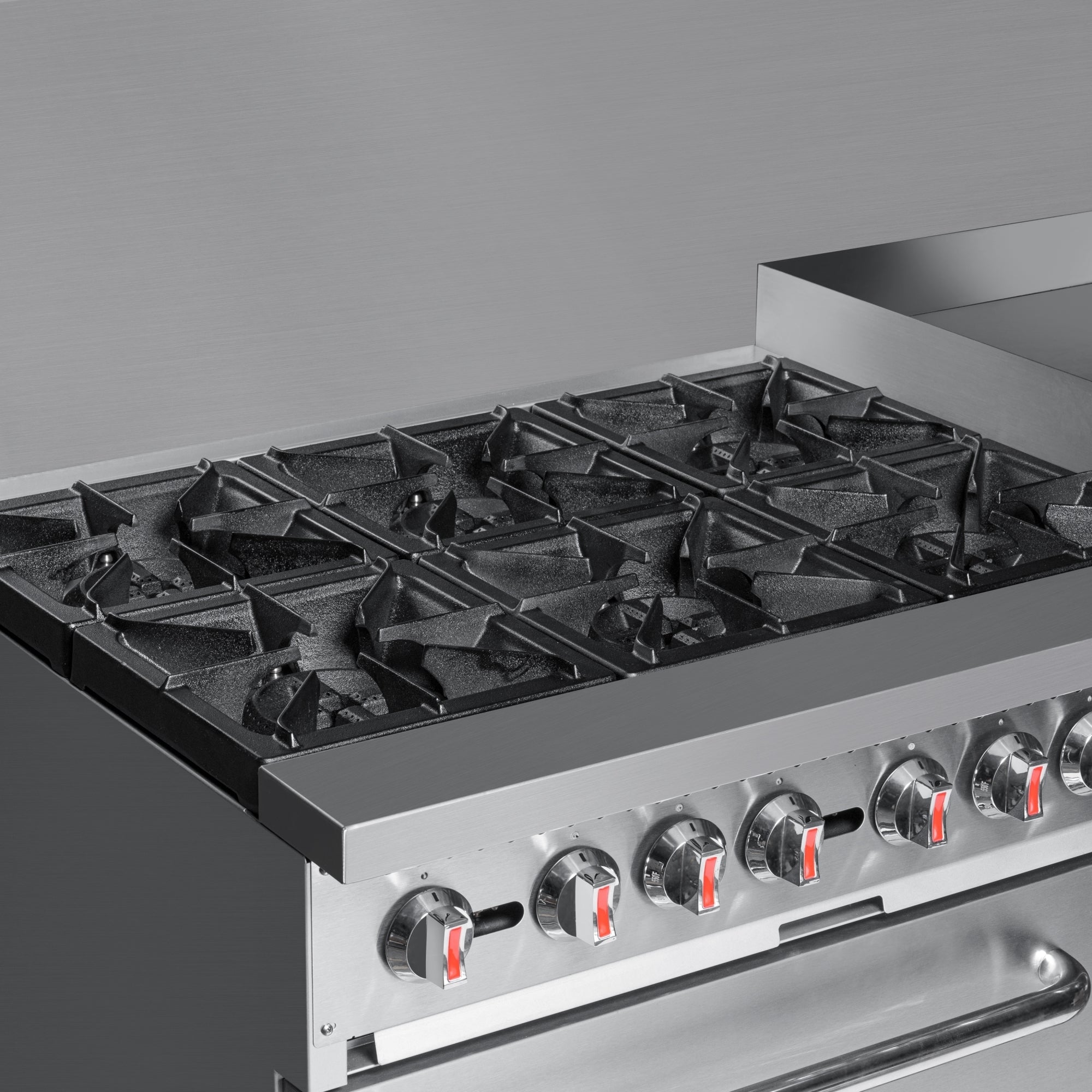 60 in. 6 Burner Commercial Natural Gas Range with 24 in. Griddle in Stainless-Steel