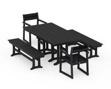 EDGE Sling Arm Chair 5-Piece Farmhouse Dining Set with Benches