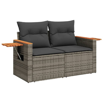 vidaXL Garden Sofa Set Grey PE rattan UV-resistant materials