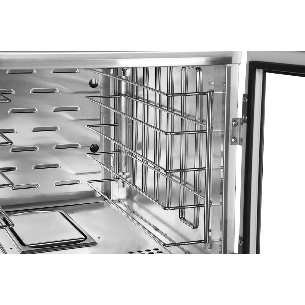 33 in. Commercial Half Size Non-Insulated 12-Pan Holding Cabinet with Wire Racks and Solid Dutch Doors in Silver