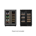 KoolMore Reserve 24 in. French Door Dual Zone Panel Ready Under-Counter Cooler with Wooden Shelves and 20 Bottle Capacity in the Right Zone and 2.1 Cu. Ft. on the Left in Black