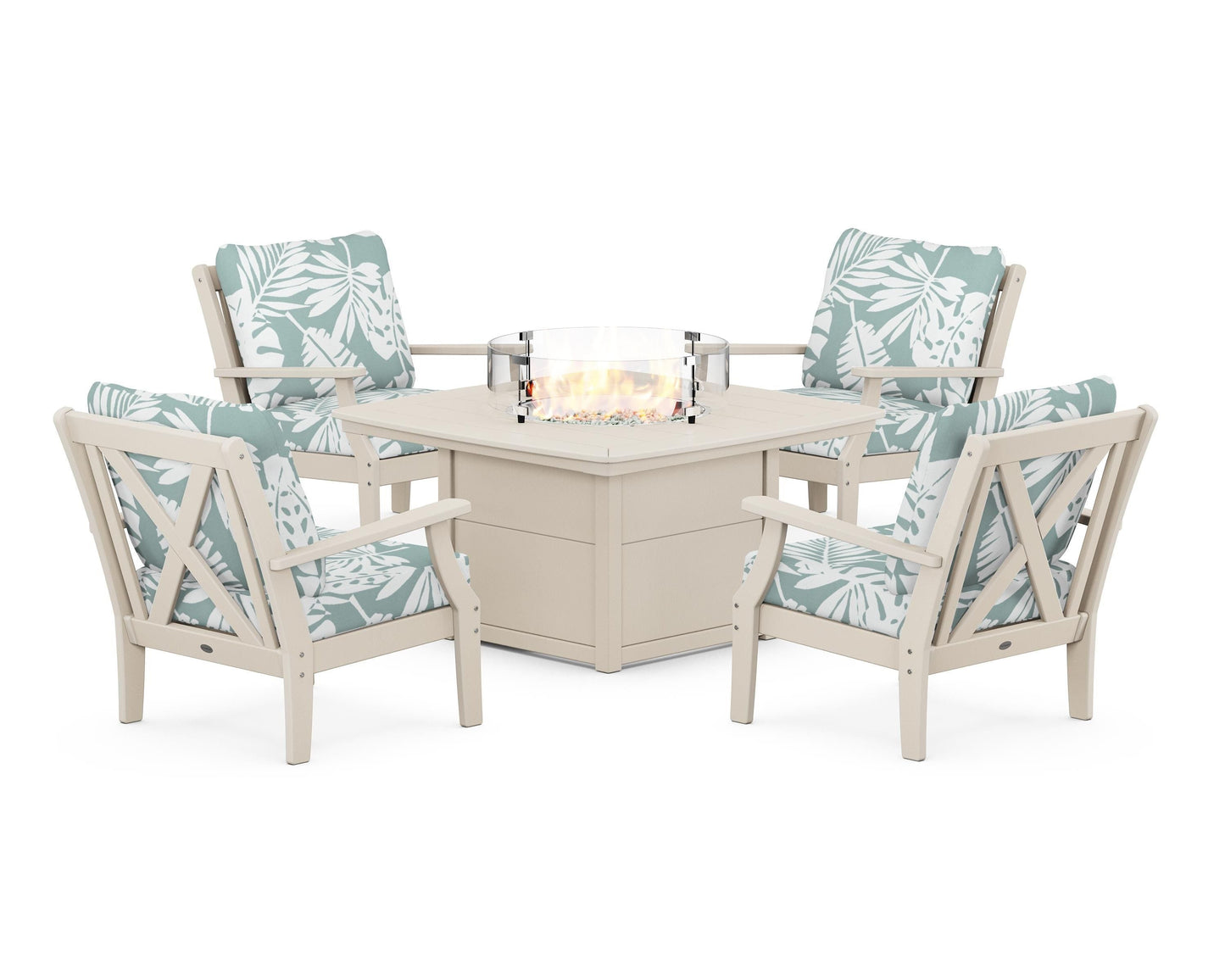 Braxton 5-Piece Deep Seating Conversation Set with Fire Pit Table