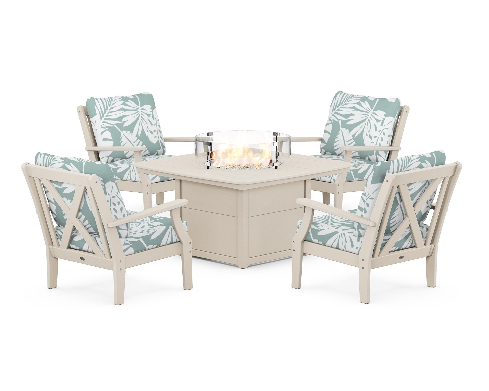 Braxton 5-Piece Deep Seating Conversation Set with Fire Pit Table