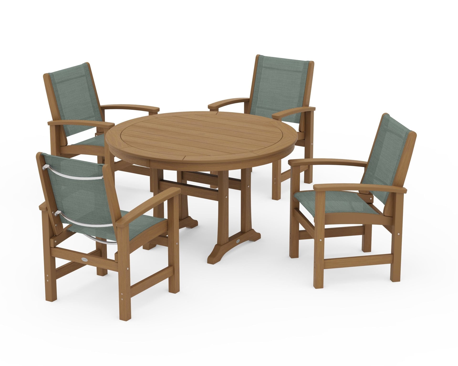Coastal 5-Piece Round Dining Set with Trestle Legs