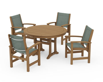 Coastal 5-Piece Round Dining Set with Trestle Legs