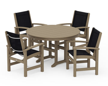 Coastal 5-Piece Round Farmhouse Dining Set