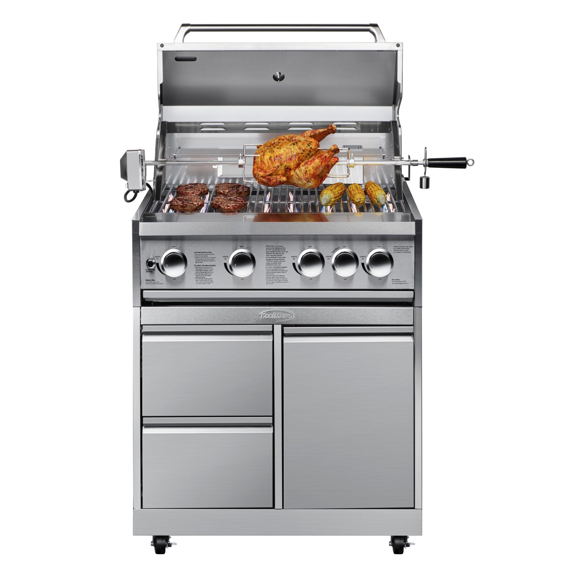 KoolMore Outdoor Kitchen 30 in. BBQ Liquid Propane Grill with Cabinet in Stainless-Steel