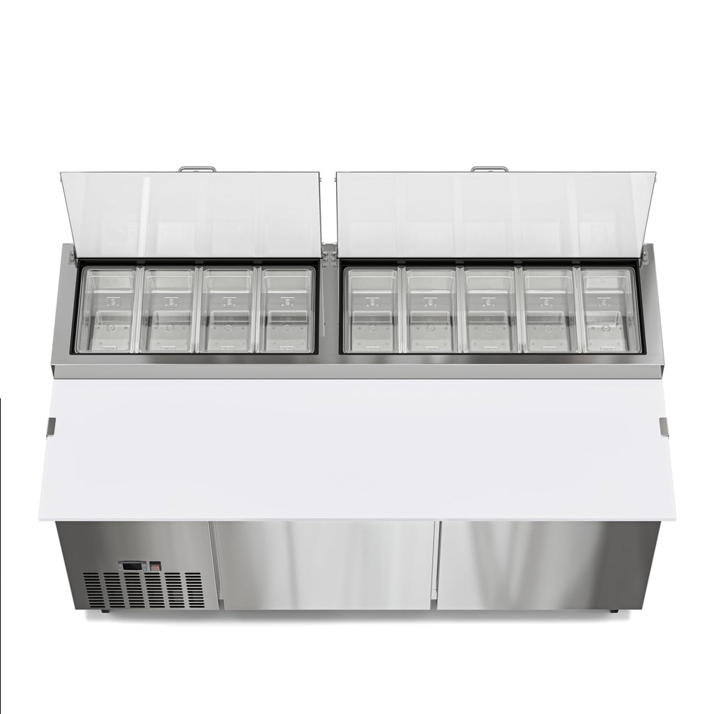 71 in. Two Door Commercial Pizza Prep Refrigerator in Stainless-Steel