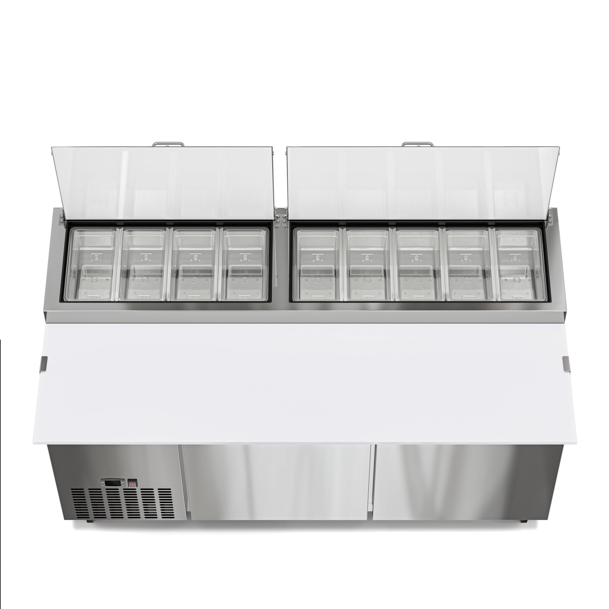 71 in. Two Door Commercial Pizza Prep Refrigerator in Stainless-Steel