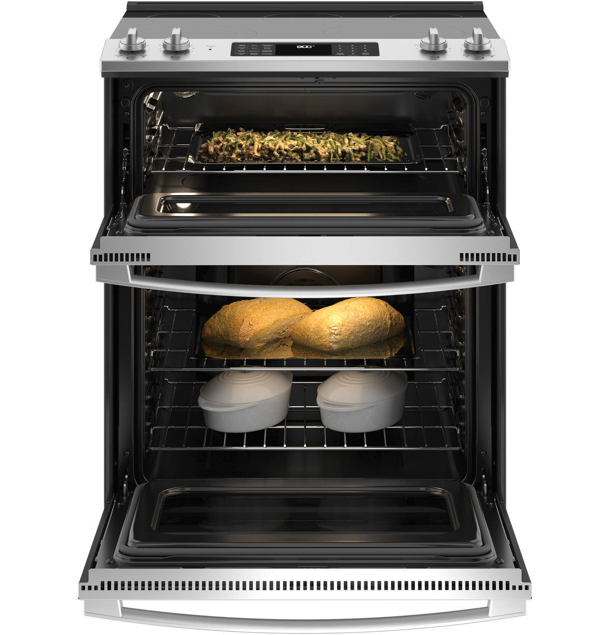 GE 30" Slide-In Electric Convection Double Oven Range
