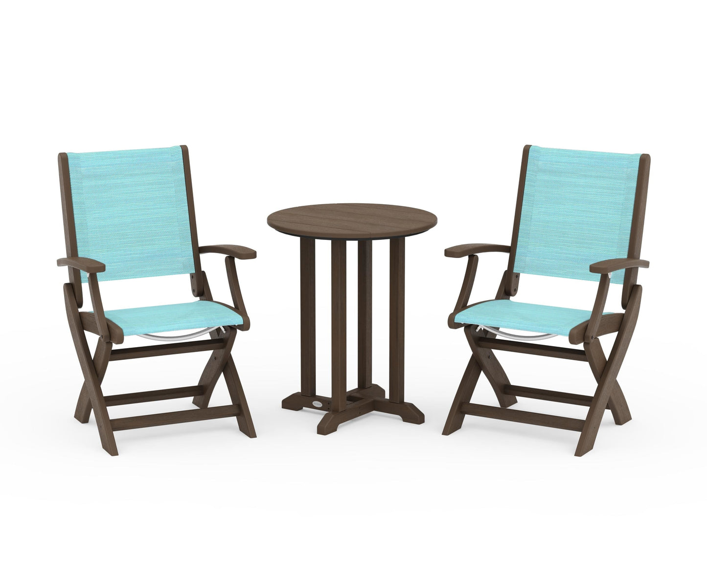 Coastal Folding 3-Piece Round Bistro Dining Set