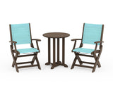 Coastal Folding 3-Piece Round Bistro Dining Set