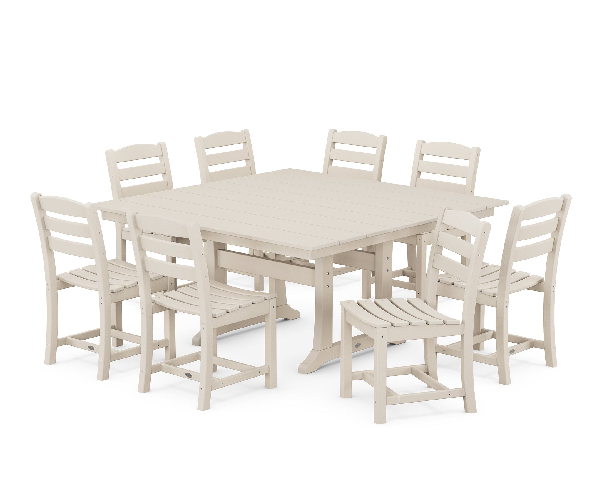 La Casa Café 9-Piece Farmhouse Trestle Dining Set
