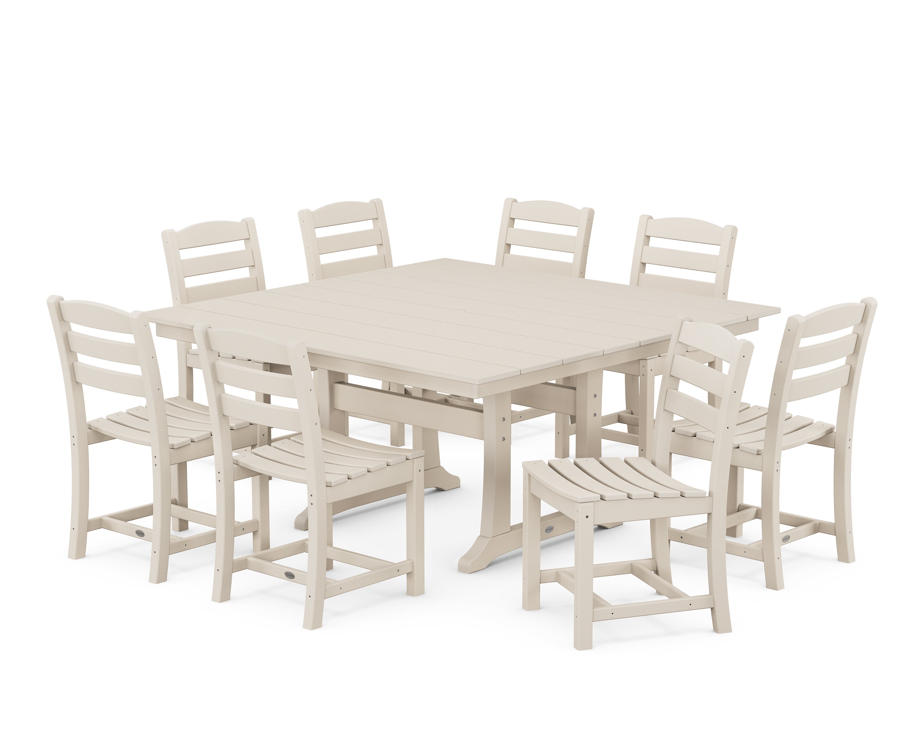 La Casa Café 9-Piece Farmhouse Trestle Dining Set