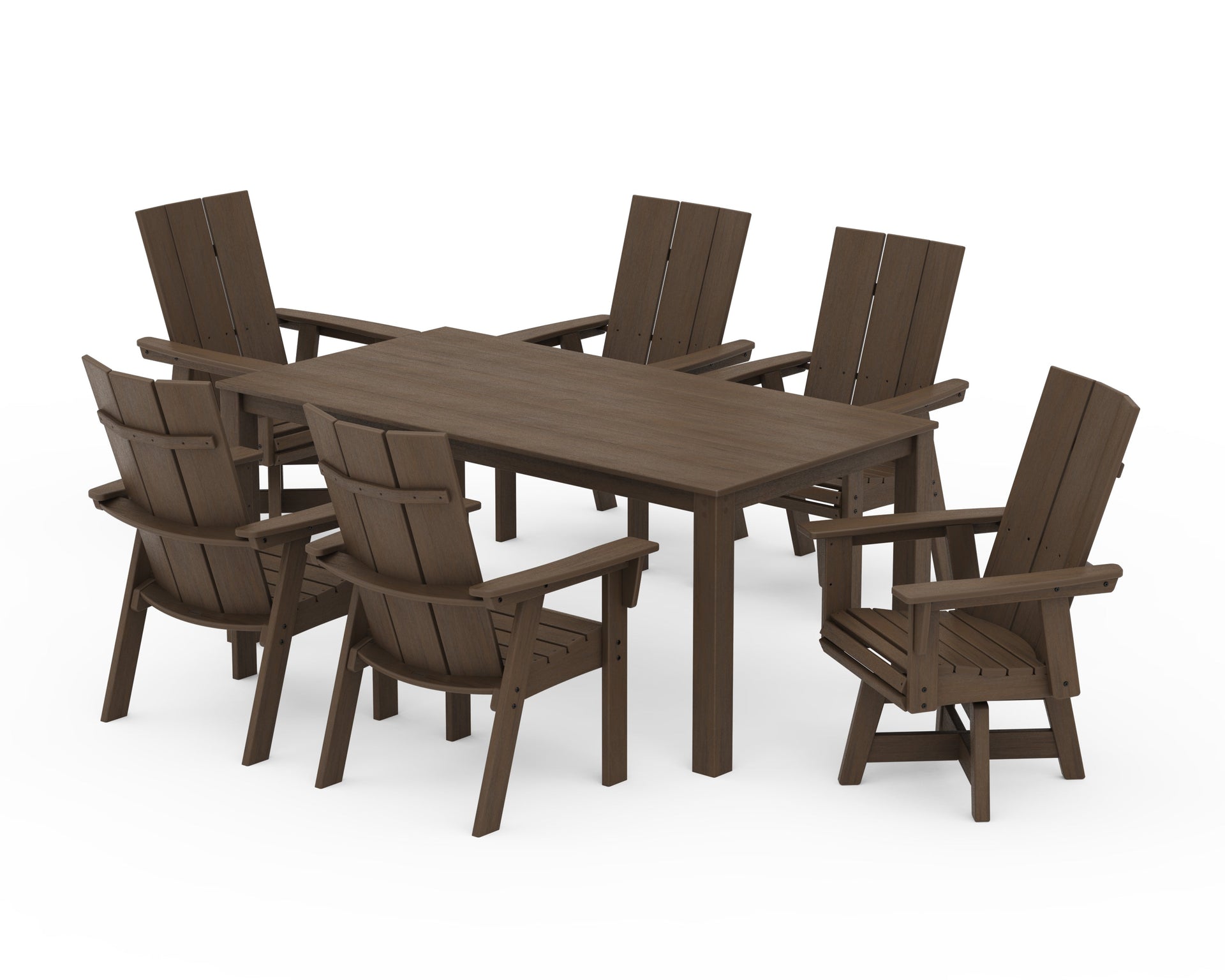 Modern Curveback Adirondack 7-Piece Parsons Swivel Dining Set