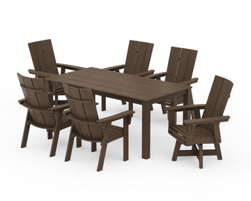 Modern Curveback Adirondack 7-Piece Parsons Swivel Dining Set