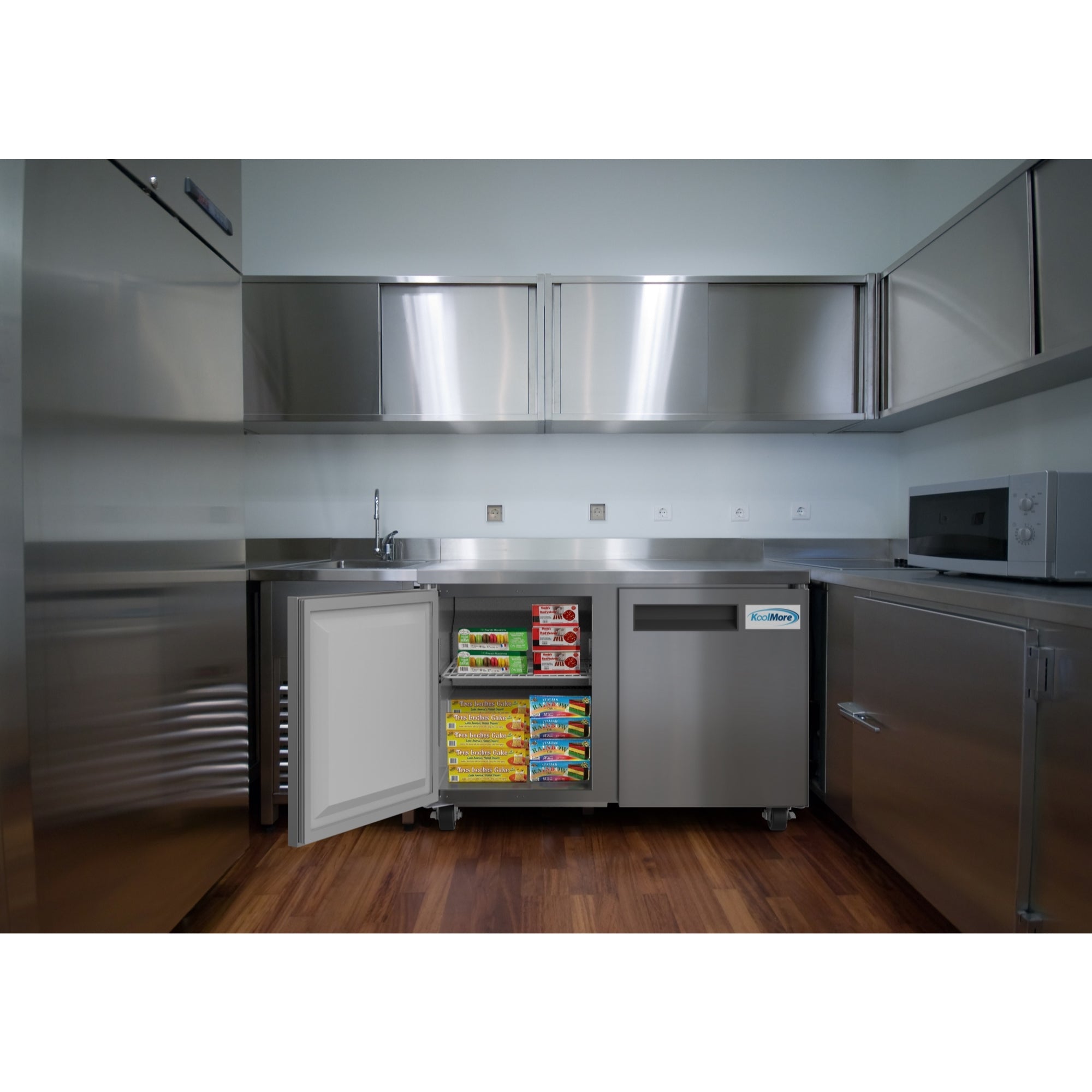 48 in. Stainless Steel Two-Door Worktop Commercial Freezer with 3.5 in. Backsplash, 12 cu. ft.
