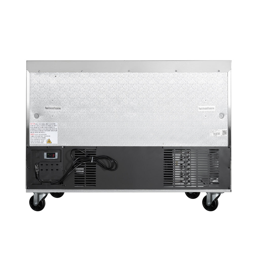48 in. Two-Door Commercial Undercounter Freezer in Stainless Steel with Casters, ETL Listed