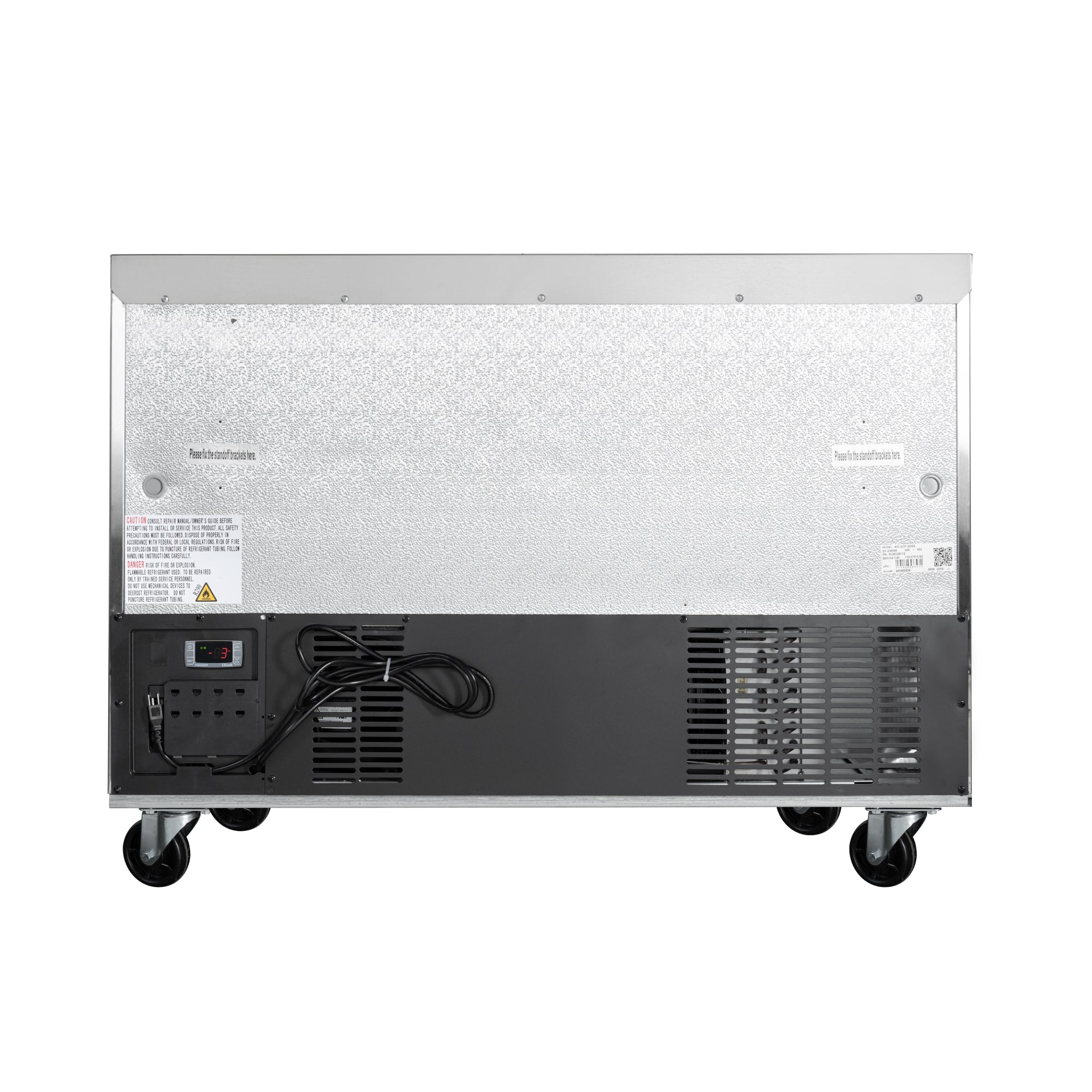 48 in. Two-Door Commercial Undercounter Freezer in Stainless Steel with Casters, ETL Listed