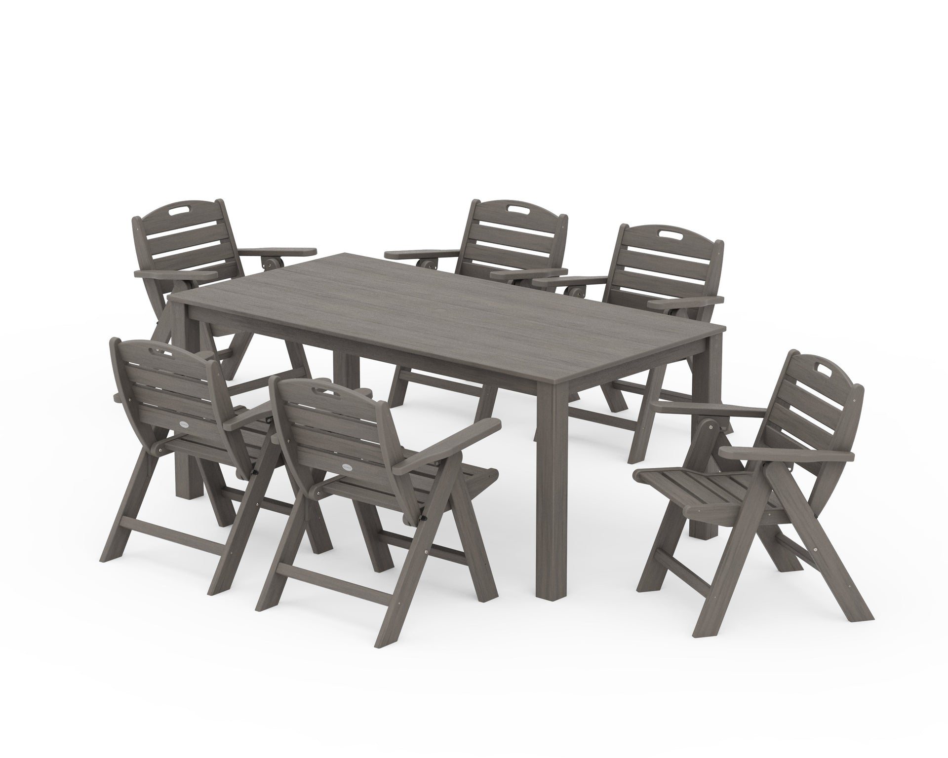 Nautical Folding Lowback Chair 7-Piece Parsons Dining Set