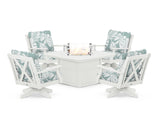 Braxton 5-Piece Deep Seating Swivel Conversation Set with Fire Pit Table