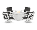 Braxton 5-Piece Deep Seating Swivel Conversation Set with Fire Pit Table