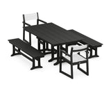 EDGE Sling Arm Chair 5-Piece Farmhouse Dining Set with Benches