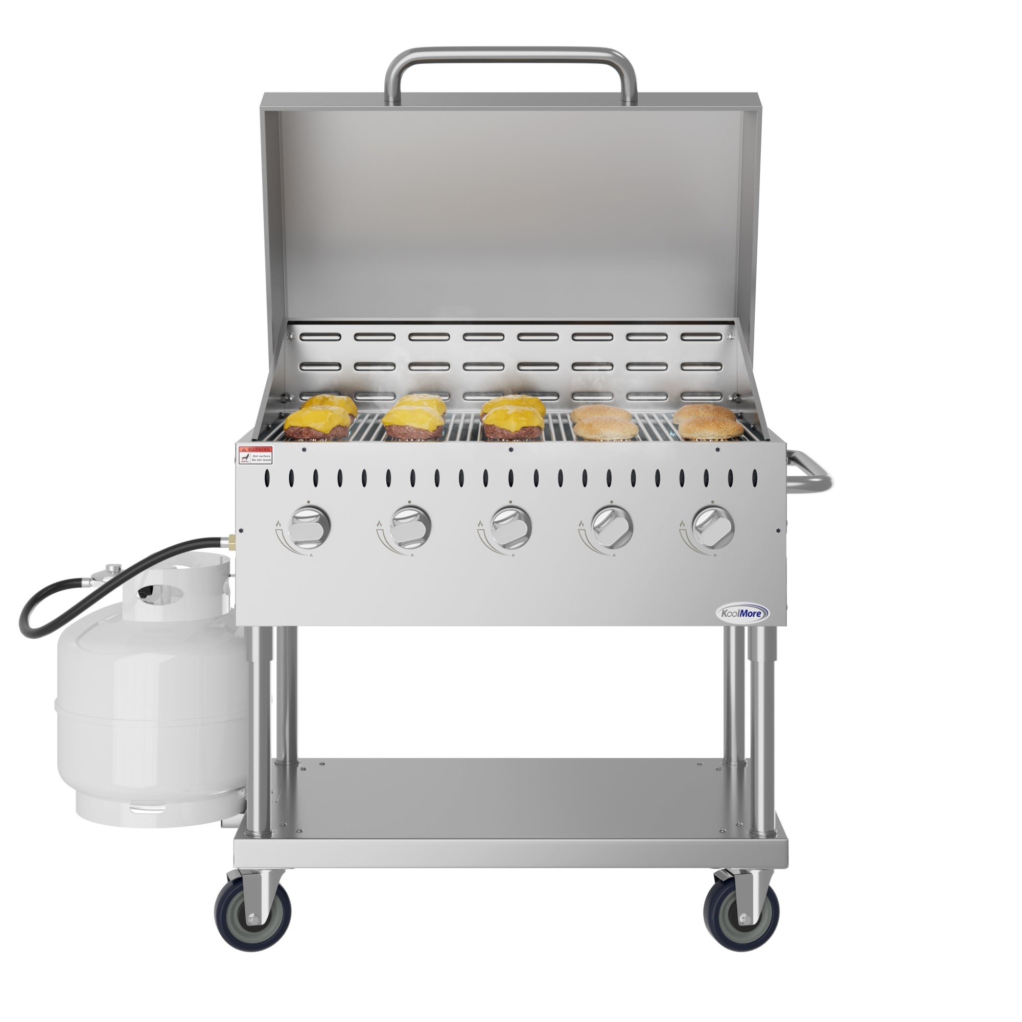 36 in. Commercial Outdoor Propane Gas Grill with Roll Dome Cover in Stainless Steel
