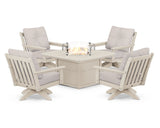 Vineyard 5-Piece Deep Seating Swivel Conversation Set with Fire Pit Table