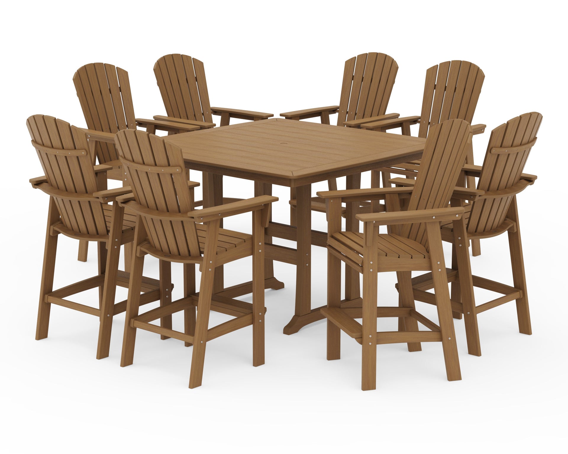 Nautical Curveback Adirondack 9-Piece Trestle Bar Set