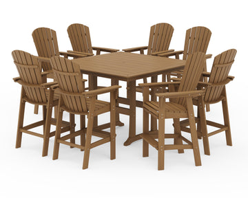 Nautical Curveback Adirondack 9-Piece Trestle Bar Set