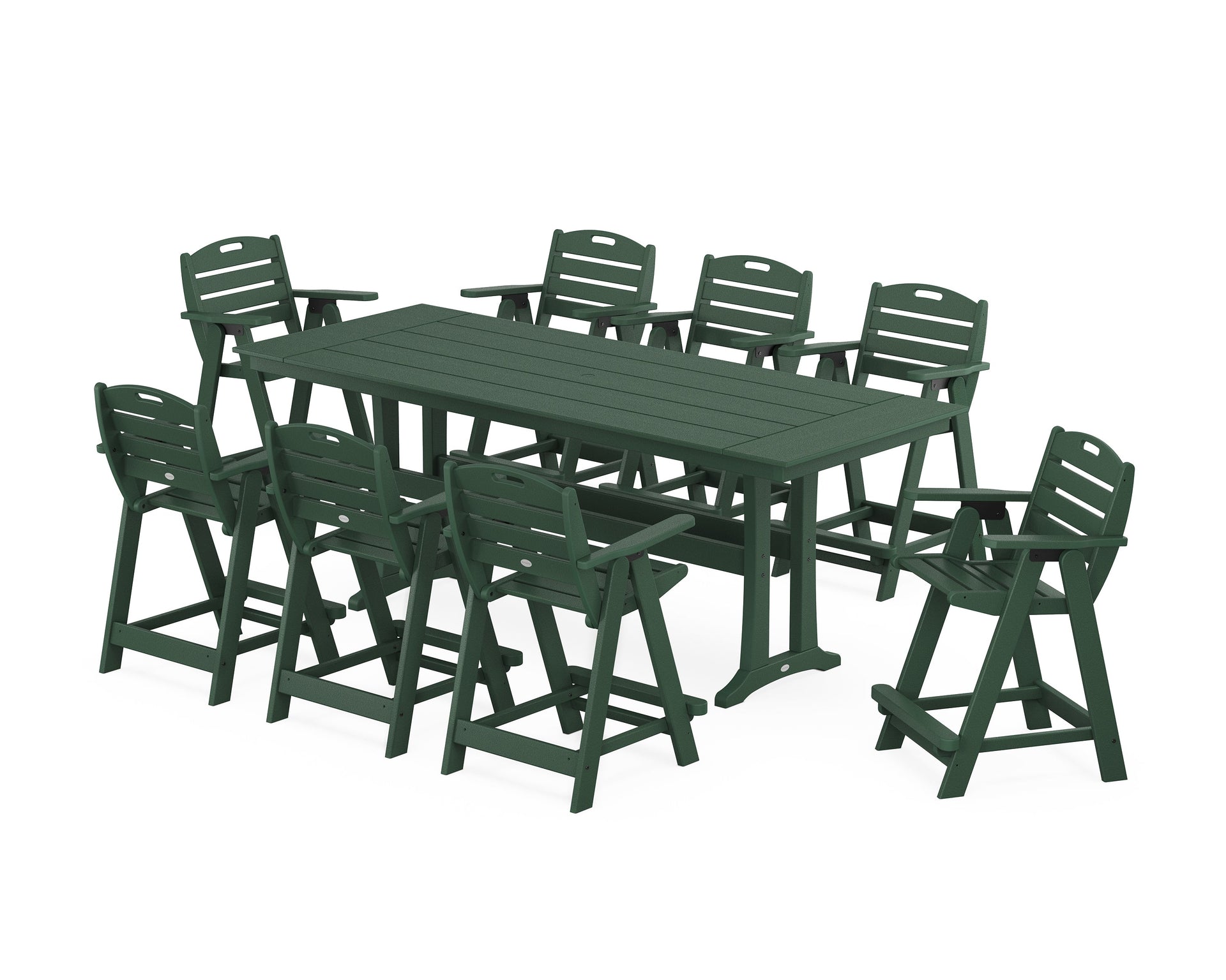 Nautical 9-Piece Farmhouse Counter Set with Trestle Legs