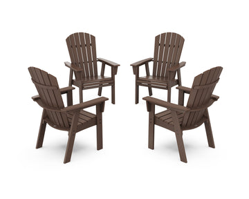 Nautical 4-Piece Curveback Upright Adirondack Conversation Set