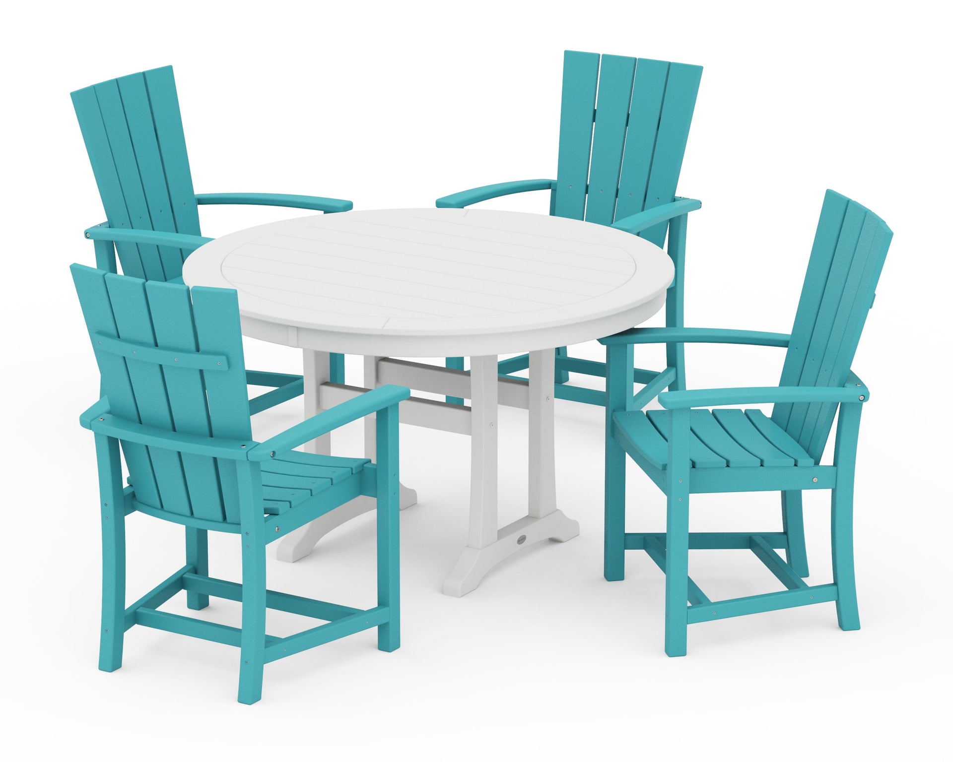 Quattro 5-Piece Round Dining Set with Trestle Legs