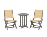 Coastal Folding Side Chair 3-Piece Round Bistro Dining Set