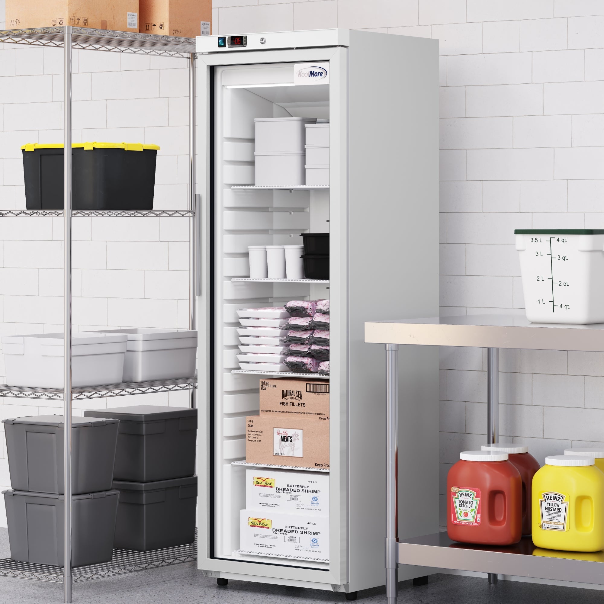 24 in. 12 cu. ft. Commercial Auto Defrost Glass Door Reach-In Freezer in White