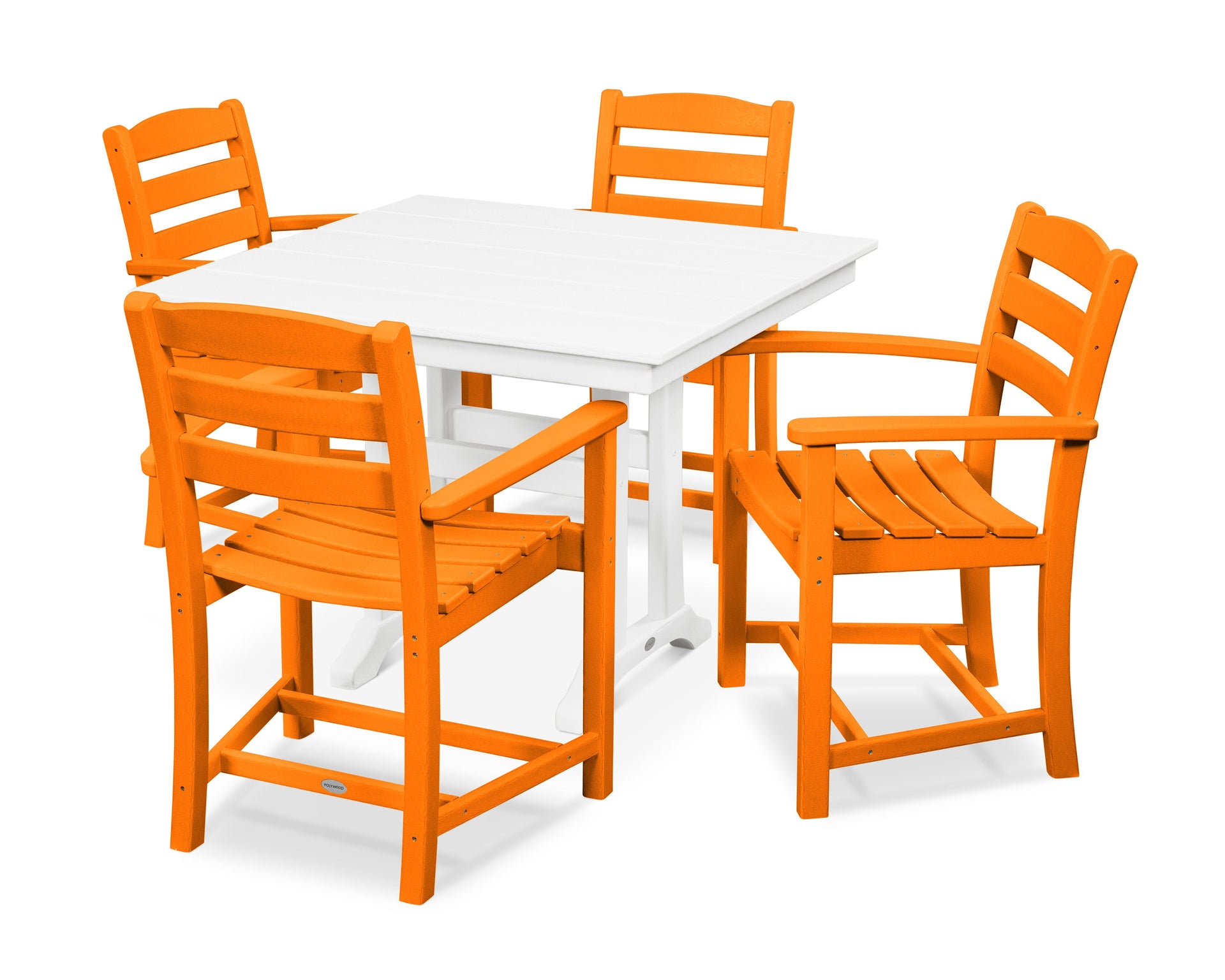 La Casa Café 5-Piece Farmhouse Trestle Arm Chair Dining Set